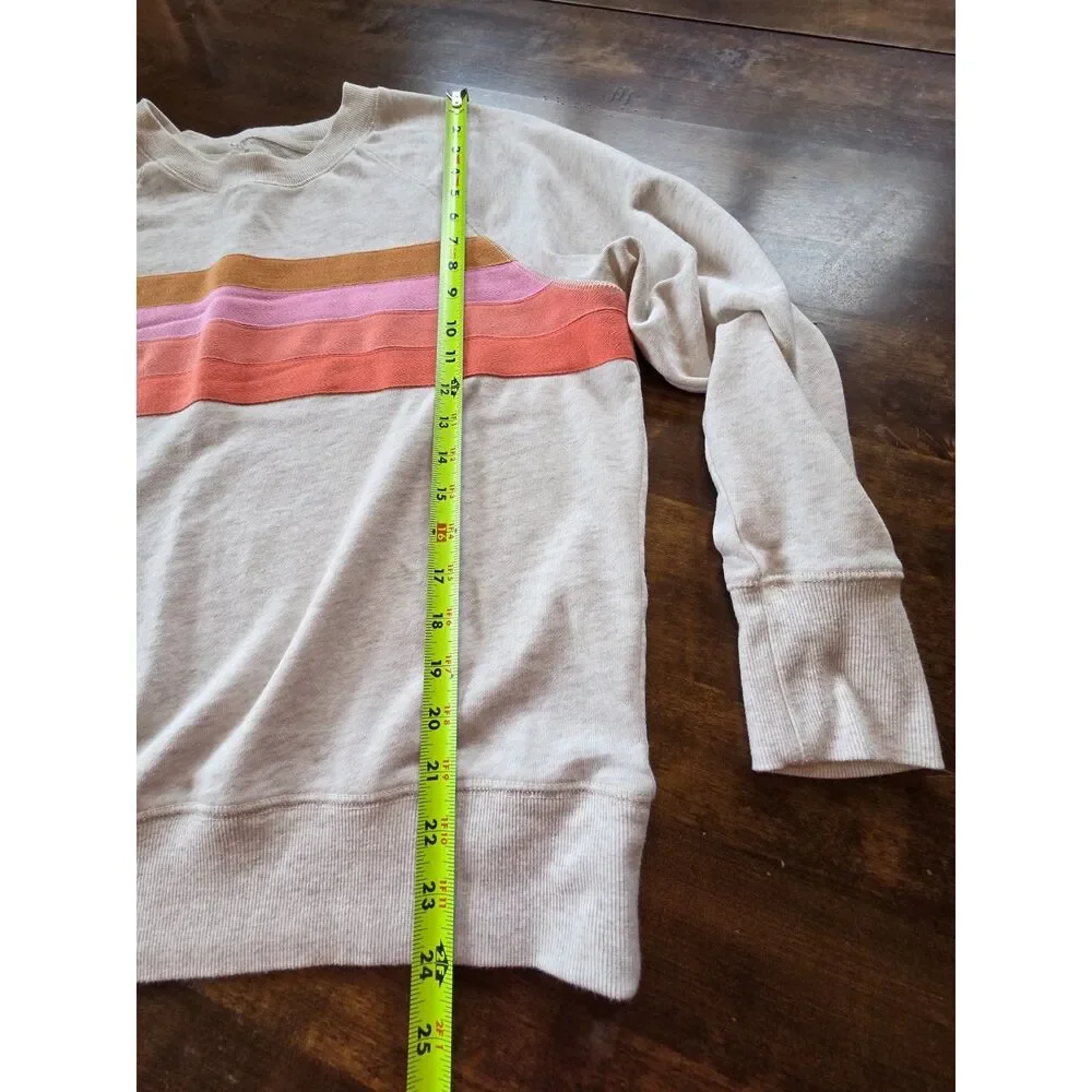 Maurices Colorblock Sweatshirt Large Neutral Pink Pastel Stripe Pullover Casual - Picture 6 of 7